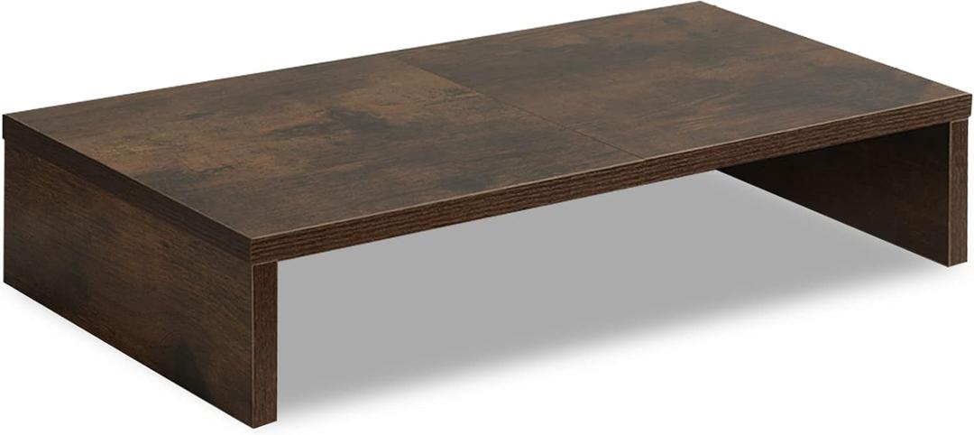 TEAMIX 20 Inch Monitor Stand Riser, Wooden Desktop Riser for TV/PC/Laptop/Printer, Rustic Brown Monitor Riser with Storage, Computer Stand Keyboard Organizer