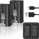 2-Pack Replacement Li-ion Battery 3.65V 6040mAh with Charger Station for Ring-Doorbell Camera 2/3/4, Stick Up Cameras and Spotlight Cam for Indoor/Outdoor Use Black