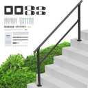 VEVOR Handrails for Outdoor Steps, 5 Step Stair Hand Rail Kit, Transitional Carbon Steel Railings with Installation Kit, Stair Rails for Seniors, Concrete Steps & Porch & Deck, Black Square Tube
