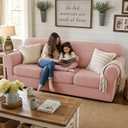 XINEAGE New 3 Pieces Couch Covers for 2 Extra Large Cushion Sofa Super Stretch Sofa Cover for 2 Large Seat Universal Loveseat Slip Cover for Living Room (Dusty Pink), 71"-91"(2 Cushions)