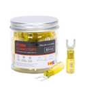 HKS 60PCS Fork Connector #8 Yellow 12-10 Gauge - Heat Shrink Spade Fork Wire Connectors Kit - Tinned Red Copper - Automotive Marine Crimp Connectors - Waterproof and Insulated Terminals