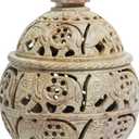 Handmade Natural Soapstone Tealight Candle Holder with Lid Carved Elephant Design | Decorative Lantern for Home, Living Room, Office | Handcrafted Candle Holder Gift 4x4 Inch