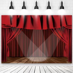7x5ft Red Theater Stage Backdrop Stage Show Spotlight Photography Background for Birthday Music Party Children Portrait Photos Shoot Video Recording Props