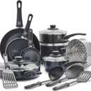 GreenLife 16 Piece Nonstick Cookware Set, Soft Grip Non-Toxic PFAS-Free Ceramic Pots & Pans, Dishwasher & Oven Safe, Frying, Sauce, Saute, Utensils, Glass Lids, Stay-Cool Handles, Wobble Free, Black