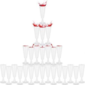 LemonRoad 50 Pcs Plastic Champagne Flutes 5 oz Disposable Champagne Glasses Bulk Toasting Cups for Party Wedding Birthday Anniversary Celebration Supplies (White)