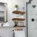 QEEIG Floating Shelves for Wall Bathroom Shelf Bedroom Kitchen Living Room Hanging Book Shelves Small Farmhouse Decor 16 inch Set of 3, Rustic Brown (015-BN3)