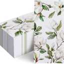 2 x 100 PCS Spring Summer Magnolia Flower Disposable Paper Napkins, Floral Bathroom Hand Towels Decorative Dinner Guest Napkin, Botanical Kitchen Dinning Table Party Decor 8 x 4 Inches