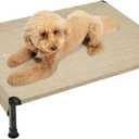 Veehoo Cooling Outdoor Dog Bed, Heavy Duty Elevated Pet Bed with Washable & Breathable Teslin Mesh, Non-Slip Silicon Feet, Dog Cot Bed with Support Hem, 29" x 18", Beige Coffee, CWC2433