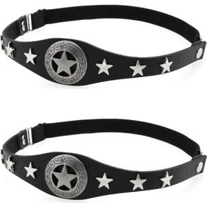 5 x 2PCs Punk Faux Leather Retro Stars Leg Garter, Elastic Rock Thigh Garters Belt for Women Parties, Black