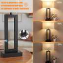 Seealle 22" Tall Living Room Lamps for Night Stands - Touch Bedside Lamp with USB C+A, 3 Way Dimmable Bedroom Lamps for End Tables Set of 2, Modern Night Stand Lamps for Bed Side(Cream&Black)
