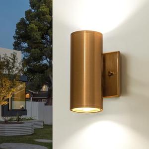 Zicbol Up and Down Lights Outdoor, Modern Gold LED Outdoor Wall Lights Fixture in 2 Lights, 7 inch Cylinder Exterior Light Fixture Wall Mount for Porch Patio Garage House Entryway