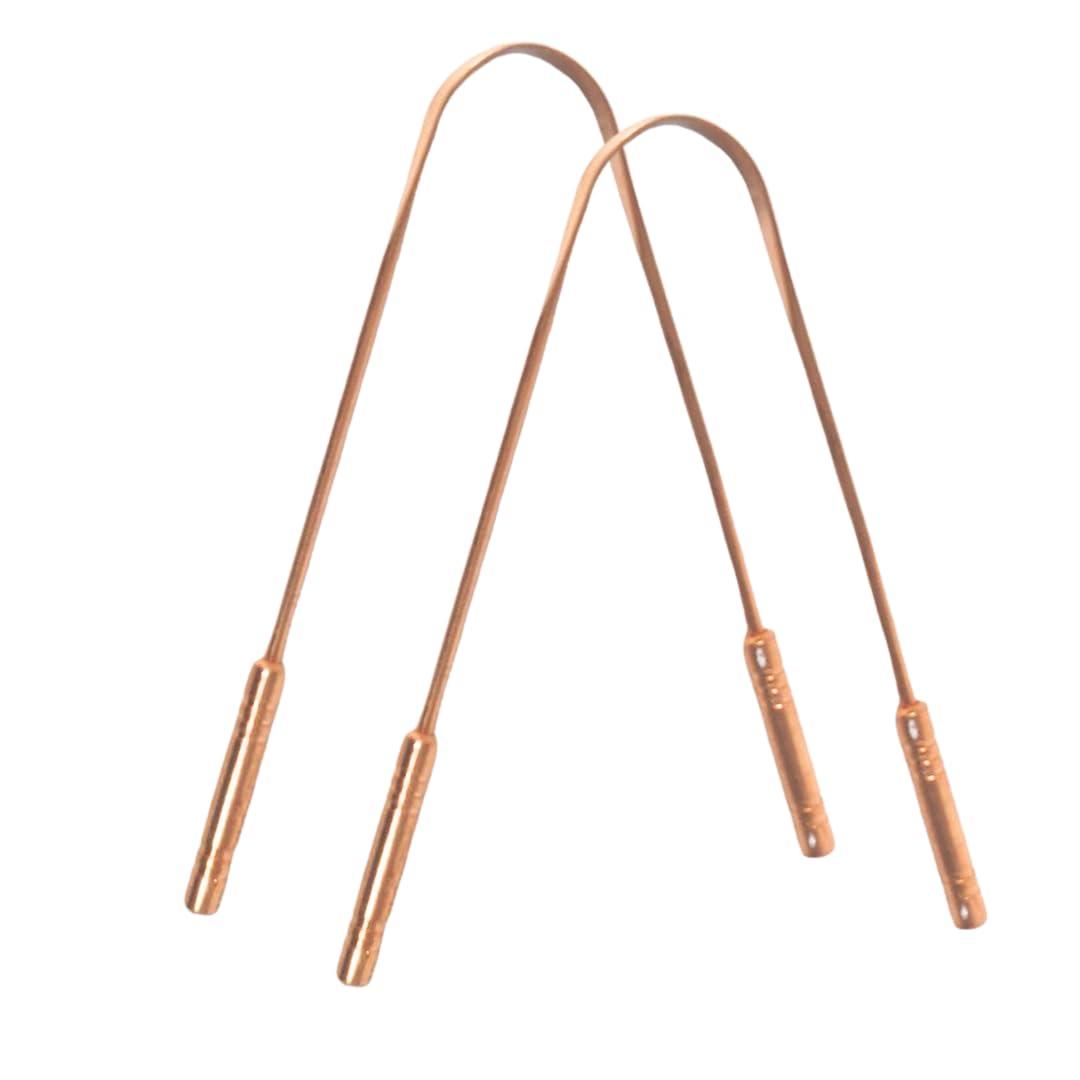 Copper Tongue Scraper Set of 2 for Adults - Effective Tongue Cleaner For Optimal Oral Care & Hygiene, Promotes Fresh Breath