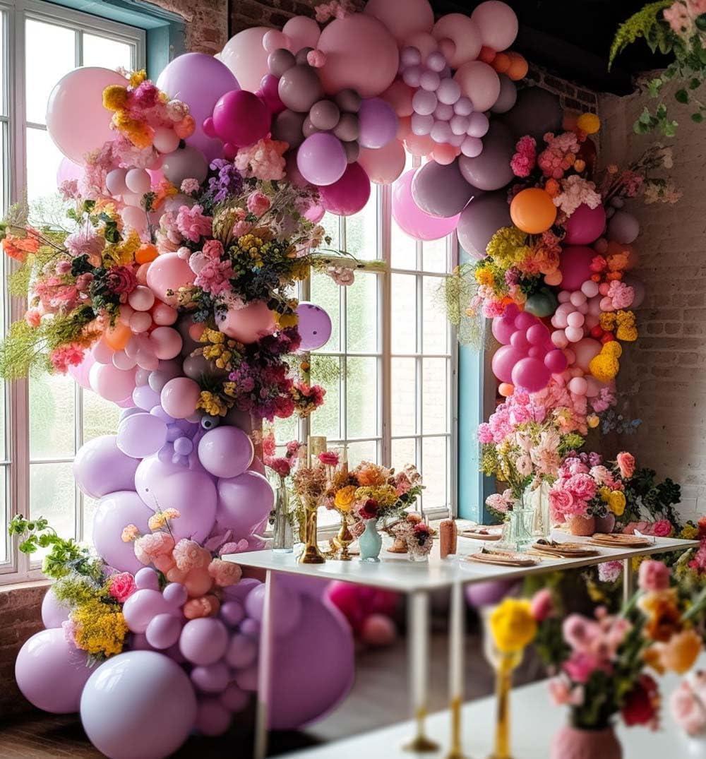 Purple Pink Balloon Garland Double Stuffed Lavender Lilac Balloons Different Sizes Pastel Balloons Hot Pink Lavender Balloon Arch Kit for Birthday Baby Shower Wildflower Wedding Spring Party Decor