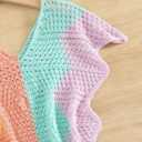 WDIRARA Girl's Crochet Cover Up Color Block Short Sleeve V Neck Beach Swimsuit Coverups, 8Y