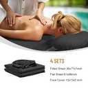 12 Pcs 4 Sets Premium Microfiber Massage Table Sheet Set, Include Massage Table Cover, Massage Fitted Sheet, Massage Face Rest Cover for Beauty Salon Spa Hair Salon (Black)