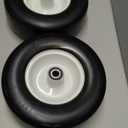 13x5.00-6 Flat Free Lawn Mower Tires and Wheels 3/4" 5/8" 1/2" Ball Bearings, 13x5x6 Zero Turn Mower Front Tires, Smooth Tires for Commercial Grade Lawn 4.3"-6.3" Adjustable Centered Hub
