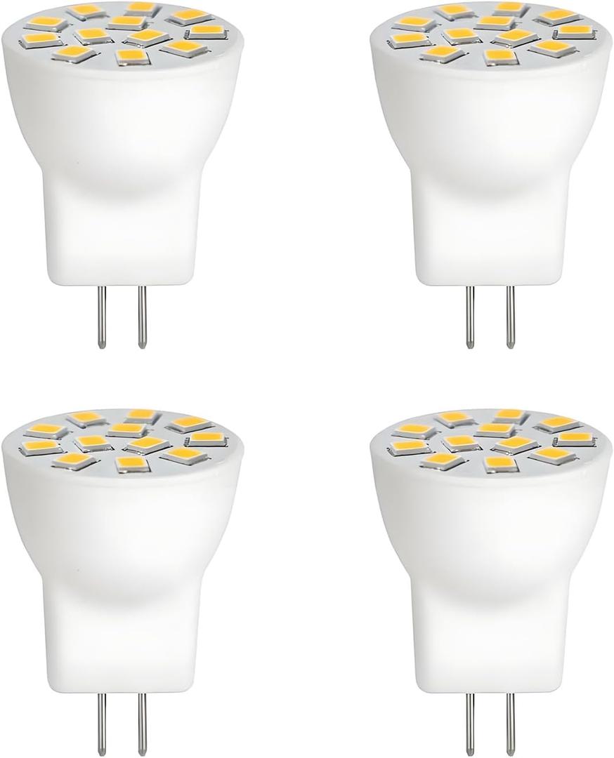 MR8 LED Bulbs 2W, 12V MR-8 GU4 Light Bulbs, Warm White 2700K-3000K for Outdoor Low Voltage Landscape Lighting and Tree Lights 2W Pack of 4