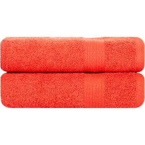 Ample Decor Bathroom Set of 2 Hand Towel 18 X 28 Inch 600 GSM 100% Cotton, Premium Soft Absorbent - Orange