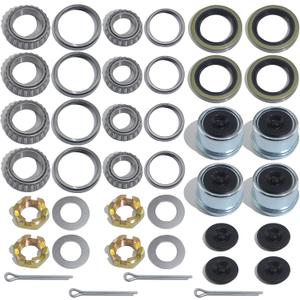4Sets L68149 L44649 Trailer Axle Hub Bearings Kit with 171255TB Grease Seals, 1.98'' Trailer Dust Caps, Cotter Pins, Axle Nuts & Washers for 3500 lbs 1-3/8'' to 1-1/16'' #84 Spindle (KIT#2-2 (4Set L68149 L44649 Bearings Kit + Nuts))