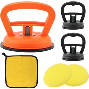 3 Pcs Car Dent Puller,Dent Repair Kit with Rag and Waxing Sponge Block Powerful Car Indent‌ Remover for Cars Body Indent‌ Glass Screen Tiles and Lifting Objects Moving(Color:Orange+Black)