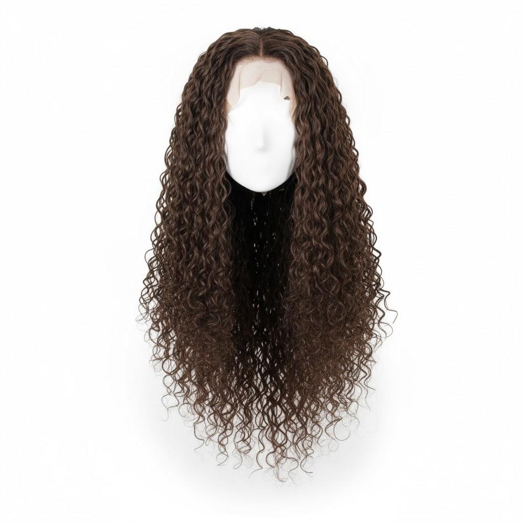 Long Brown Curly Hair Wig 24" length