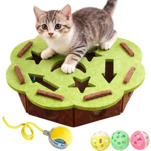 2 x Cat Puzzle Toy with Star & Moon Design, 4 Rolling Balls, Interactive Maze Box for Indoor Cats, Cat Enrichment Toys, Cats Nail File Scratcher for Natural Claw Care