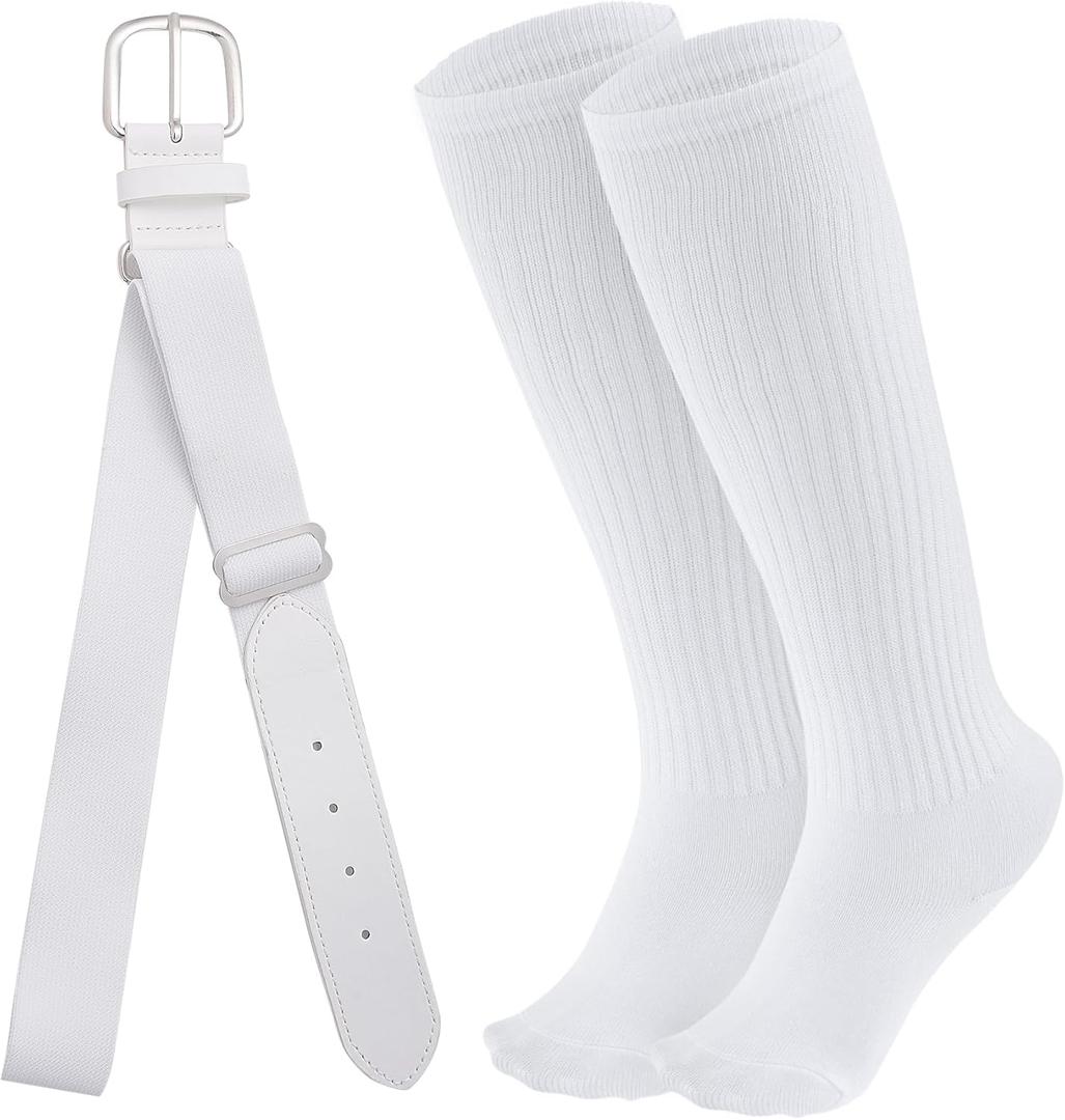 Dxhycc Youth Baseball Socks and Belt Combo Set Softball Baseball Socks and Elastic Waist Belt for Youth Boys Girls