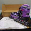 Kuxuan Boys Adjustable Inline Skates with Light up Wheels, Fun Illuminating Skates for Kids Girls Youth (X-Large(Adult 8-10 US), Purple)