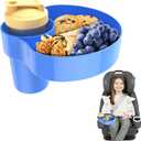 2PCS Resptasski Car Seat Cup Holder Snack Tray for Kids  Travel Tray for Car, Booster, Stroller, Outdoor Essentials Kit. Universal Adjustable Tray with Detachable Base for Snacks, Toys, Food (Blue)