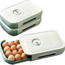 Rolling Egg Holder, Egg Organizer for Refrigerator, Stackable Kitchen Egg Storage, Plastic Organizer, Fridge Container (GREEN)