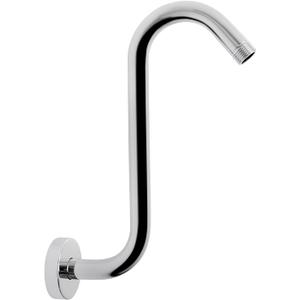 NearMoon S Shaped Shower Head Riser Pipe, Shower Extender Arm with Flange, Standard 1/2" Connection- Bathroom Accessory, 12 Inch (1 Pack, Chrome)