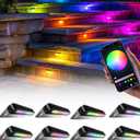 8 Pack 7 inch RGB LED Hardscape Lighting Step Lights Retaining Wall Lights with Color Changing & Warm White Mode Low Voltage Landscape Paver Lights Waterproof Deck Lights for Outside Stairs