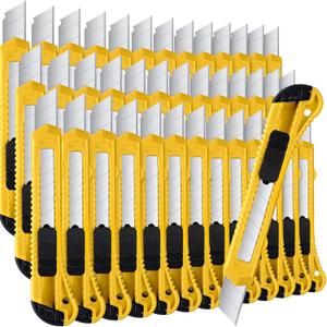 100 Pack Box Cutter Retractable Utility Knife 18mm Wide Blade Razor Knife Plastic Cardboard Cutter for Office Art, Craft and Home Use