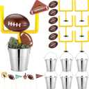6 Set Football Table Decorations Kit Includes 6 Iron Buckets 6 Mini Football 12 Goal Post 12 Touch Down Flags Centerpiece for Birthday Sport Themed Desk Supplies Rugby Favors