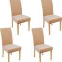 Smiry Velvet Stretch Chair Covers for Dining Room Set of 4, Soft Fit Removable Washable Kitchen Parsons Chair Slipcover Protector, Beige
