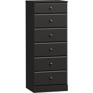 Prepac Astrid Tall Black Dresser for Bedroom: 16.5"D x 19.75"W x 50"H, 6-Drawer Chest for Bedroom by Prepac - Perfect Chest of Drawers for Ample Storage in Narrow Spaces