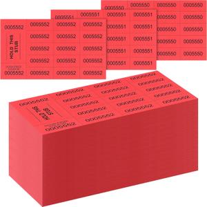 Kosiz 504 Sheets 15 Bid Raffle Ticket with Different Numbers Per Sheet Chinese Auction Tickets for Events Church Basket Auction Silent (Red)