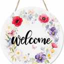 Welcome Sign Front Door Decoration Beautiful Garden Welcomes Wreath Outdoor Indoor Wall Hanging Decorations 12x12in