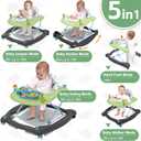 Pawtong Foldable Baby 5-in-1 Activity Walker - Rocker, Activity Center, Bouncer, Seat Walker, Push Walker - Adjustable Speed Rear Wheels and Height Toys Ages 6-18 Months (Green)