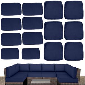 Outdoor Cushion Covers for Patio Furniture, Patio Cushion Covers Replacement with Zipper, Waterproof & Fade Resistant,Only Cover (Navy Blue, 25.6Lx25.6Wx4H - Only Covers)