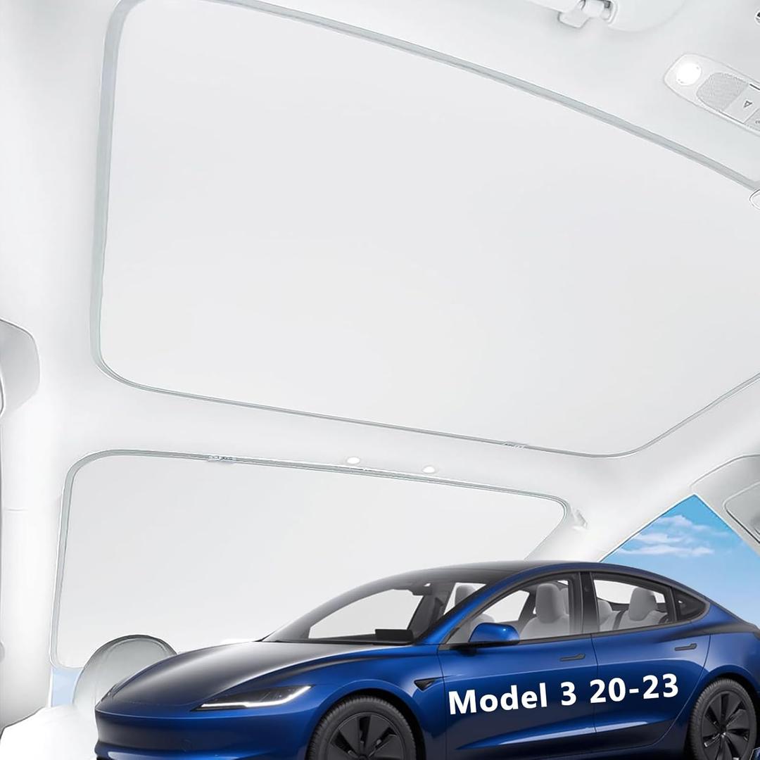 2025 Upgrade Tesla Model 3 Sunshade Roof 3-Gen Heat Insulation Glass Roof Sun Shade, Accessories for Tesla Model 3 2020~2023, Tesla Interior Gray