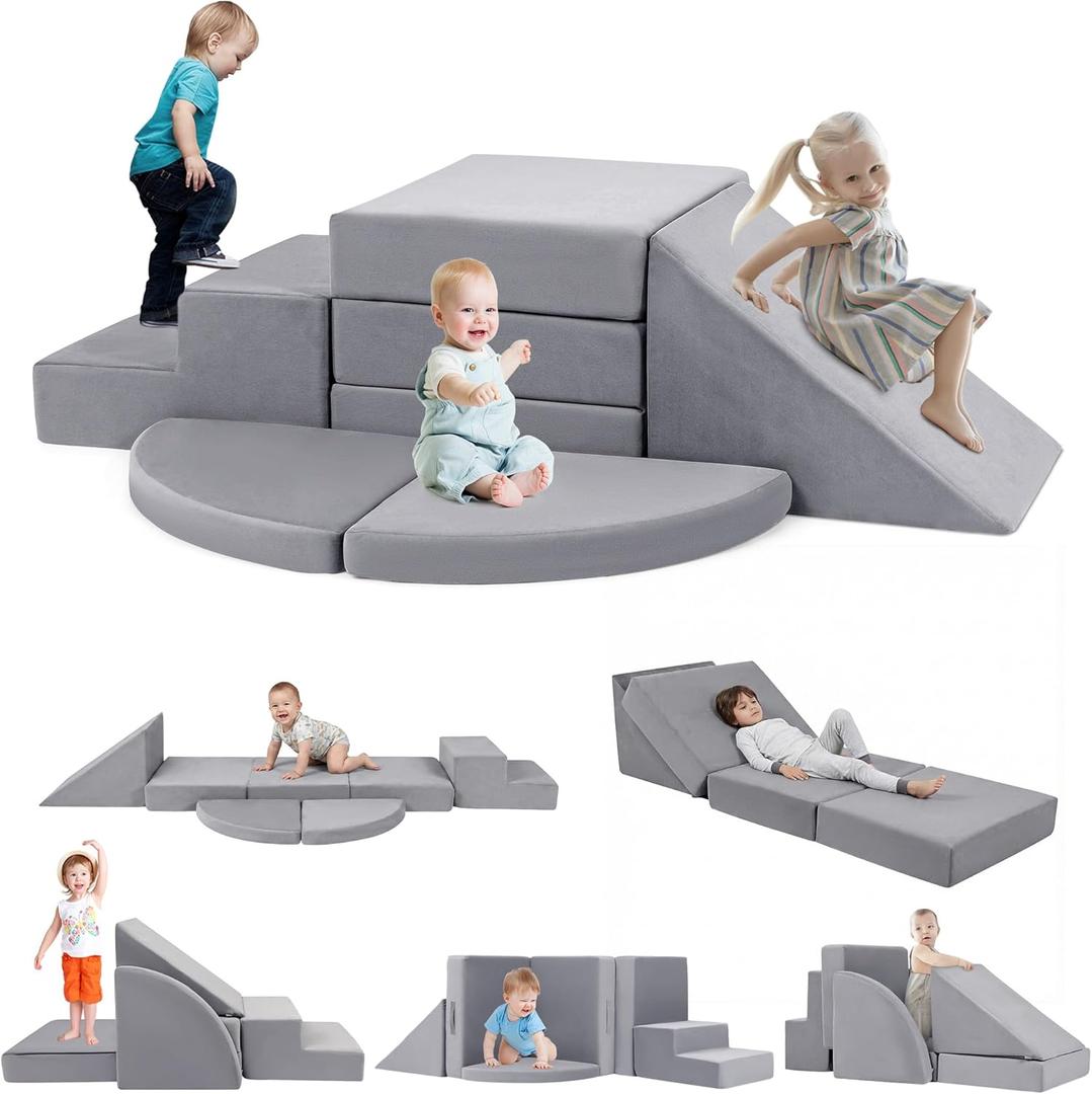 5pcs Foam Climbing Blocks for Toddlers 1-3, Safety First Baby Climbing Blocks Indoor,Soft Play Toys for Infant, Ideal Crawling and Exploration Play Set for Baby Gym/Toddler Playground