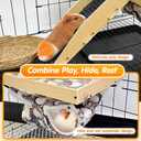 Guinea Pig HideoutNatural Wood Removable Guinea Pig Bed, Small Animal Habitat with Hanging Hammock/Staircase/Cushion, Suitable for Small Animals to Hide, Rest, Play