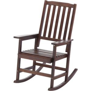 Wooden Outdoor Rocking Chairs, Porch Rocker for Patio,Deck,Garden, Indoor Outdoor Use, Suitable for Kids, Acacia Wood, Dark Brown