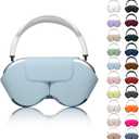 for Apple Airpods Max Case,Headphones Protective Case for AirPod Max Supports Sleep Mode, Anti-Scratch and Anti-Dust,Airpod Pro Max by PU Leather,Light Blue 2