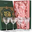 Vintage Art Deco Nick and Nora Coupe Glasses | Set of 4 | 5 oz Crystal Ribbed Cocktail Glassware for Drinking Classic Gin, Whiskey, Vodka Bar Drinks | Retro Long Stemmed Barware Goblets