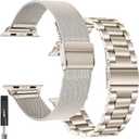 2 Pack for Apple Watch SE 3,2nd Gen Bands for Women Men,Starlight Metal Strap for Apple Watch Series 11,10 42mm,Mesh Stainless Steel Replacement for iWatch 9,8,7,6,5,4,3,2,1,SE,2nd,38mm,40mm,41mm