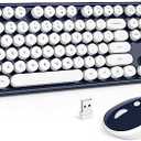 MOFII Wireless Keyboard and Mouse Combo, Dark Blue 2.4G Full Size Keyboard, Round Key Typewriter Keyboards and Cute Mice with 2 in 1 USB Dongle, for PC Laptop Chromebook Smart TV
