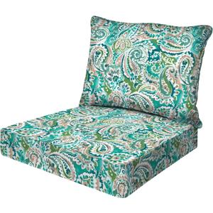 Honeycomb Outdoor Essentials Deep Seat, 24 x 24, Courtyard Geo Almond Chair Cushion for Patio Furniture