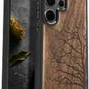 Carveit Wood Case for Galaxy S25 Ultra Case 2025 [Natural Wood & Black Soft TPU] Shockproof Protective Cover Unique Wooden Design Compatible with Samsung S25 Ultra (Eternal Tree-Walnut)